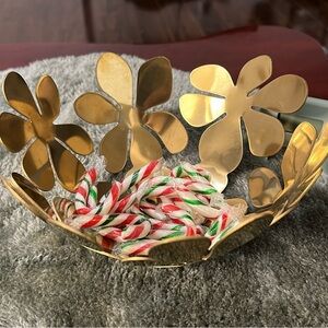 IKEA Stockholm Gold Brass Floral Metal Candy Bowl - Holiday Home Accent